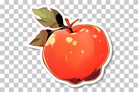 Aesthetic Red Apple with Leaves Sticker - Nature Inspired Sticker