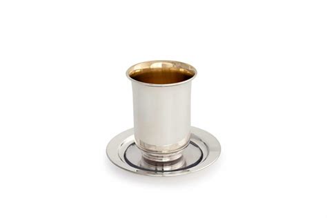 Modern Kiddush Cup with Matching Plate - Israel Center of Judaica