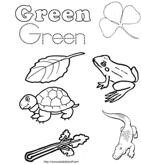 Green color word work sheet coloring pages for kids | Kindergarten colors, Kindergarten ...