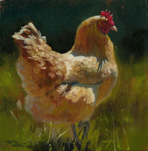 Terri Wagner Oil Painting Gold Hen Chicken Paintings By Terri - Chicken ...