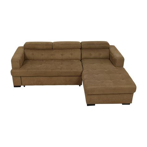 65% OFF - Bob's Discount Furniture Bob's Furniture Brown Sectional with Chaise Storage / Sofas