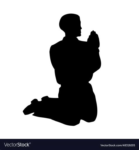 Kneeling man silhouette image Royalty Free Vector Image