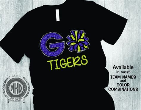 Go Tigers with Pom Pom Cheer Tee Cheer Mom Tigers Cheer | Etsy | Cheer ...