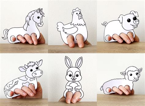 Farm Animals Finger Puppets Printable Coloring Paper Craft Activity Templates | Made By Teachers