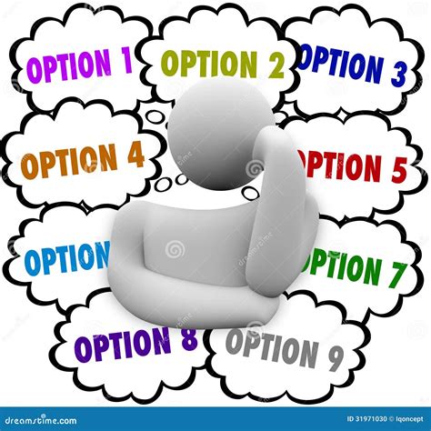 Person Considers Many Options Choose Best Choice Stock Photo - Image: 31971030