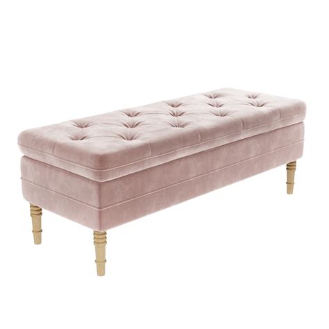 Pink Velvet Ottoman Storage Bench - Safina - Furniture123