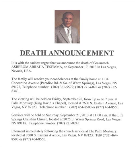 Death Notice Samples | Mt Home Arts