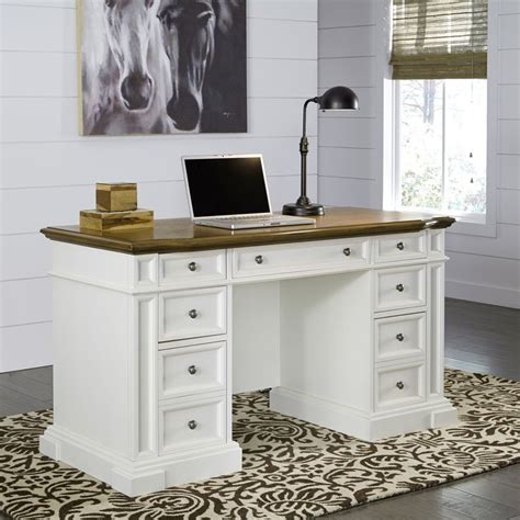 Home Styles Americana Pedestal Desk (With images) | White desks, Home desk, Pedestal desk