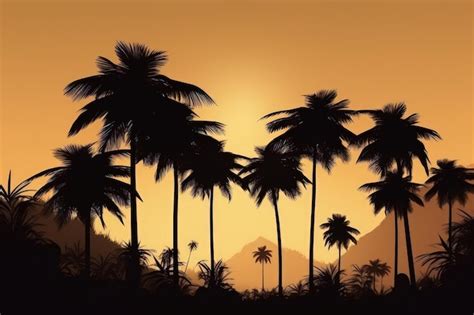 Premium AI Image | A silhouette of palm trees in front of a sunset ...