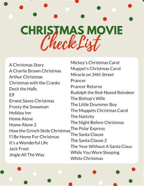 Family Christmas Movie Checklist Printable- Christmas Movie ideas for kids #christmastips | Film ...