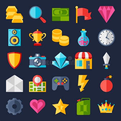 Set of Game Icons in Flat Design Style Stock Vector - Illustration of award, mobile: 51238076