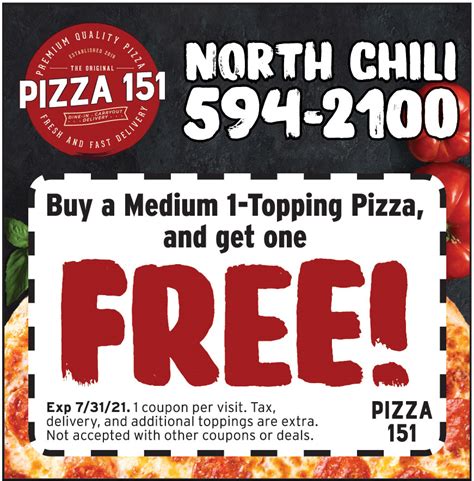 BUY A MEDIUM 1-TOPPING PIZZA AND GET ONE FREE | Online Printable Coupons: USA Local Free ...