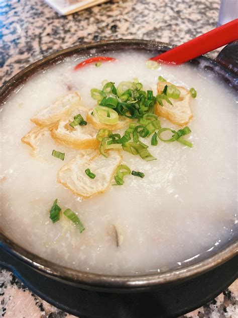 [i ate] pork and preserved egg rice congee : food