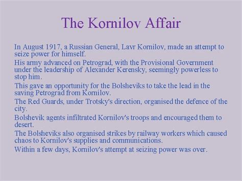 Kerensky and Kornilov Affair Primary Sources Will James