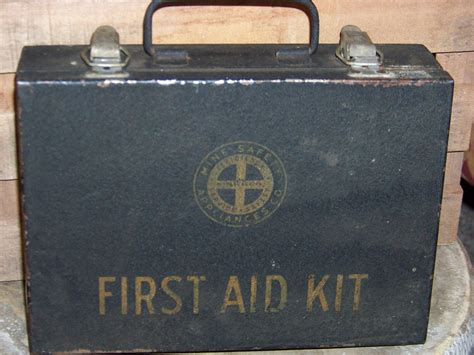 Vintage Metal FIRST AID KIT Black Box Early by KobblestoneKottage