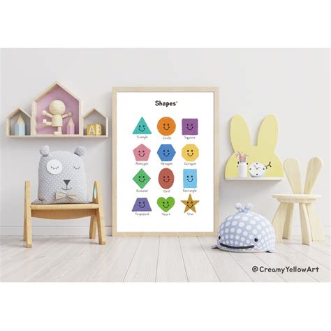 Printable Shapes Poster for Kids Room Classroom and Nursery - Etsy