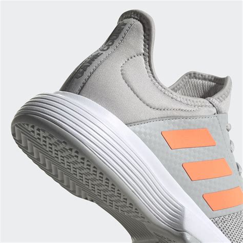 Adidas Womens GameCourt Tennis Shoes - Grey/Coral - Tennisnuts.com