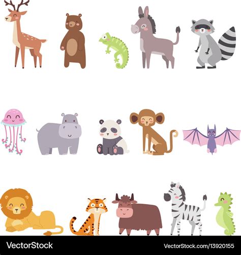 Vector Cartoon Zoo Animals