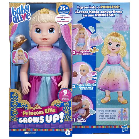 Buy Baby Alive Princess Ellie Grows Up! Interactive Doll with Accessories, Toys for 3+ Years, 18 ...