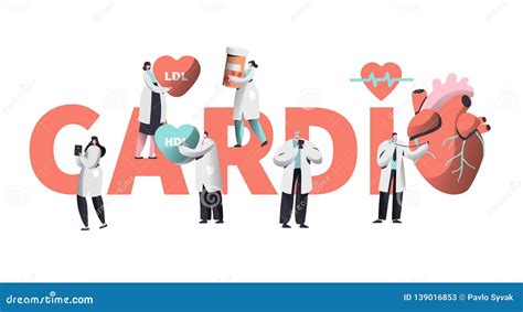 Medical Cardiology Workers Care Heart Health Set. Cardiologists Team ...