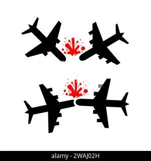 Vector Plane crash accident silhouette illustration icon Stock Vector ...