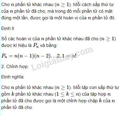 Lý thuyết Hoán vị - Chỉnh hợp - Tổ hợp | SGK Toán lớp 11