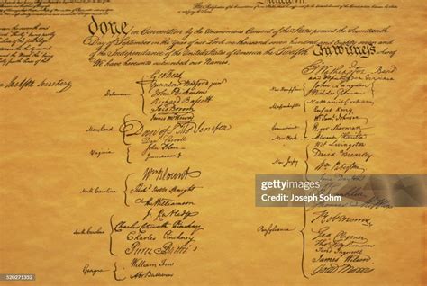 Detail Of Signatures From The Constitution Of The United States Of America High-Res Stock Photo ...