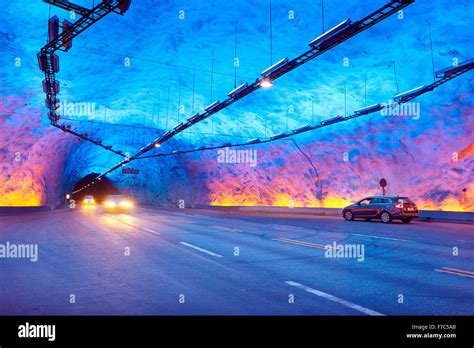 Laerdal Tunnel, Laerdalstunnelen (the world's longest at 24,5 km) Aurland, Norway Stock Photo ...