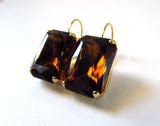 Brown Topaz Crystal Earrings - Large Octagon – Dames a la Mode