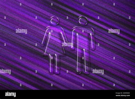 Male and female restroom sign, Male Female symbol, Violet background Stock Photo - Alamy