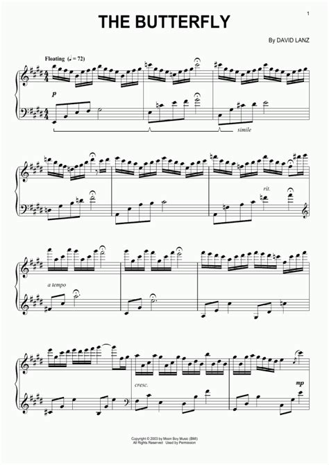 The Butterfly Piano Sheet Music | OnlinePianist