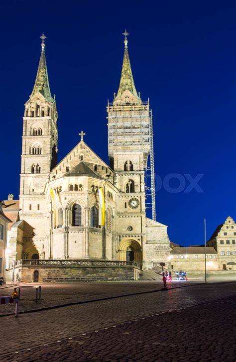 Illuminated cathedral of Bamberg | Stock image | Colourbox