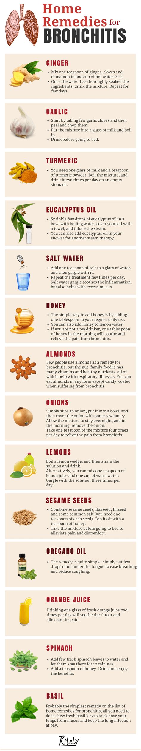 Natural Home Remedies For Treating Bronchitis Infographic