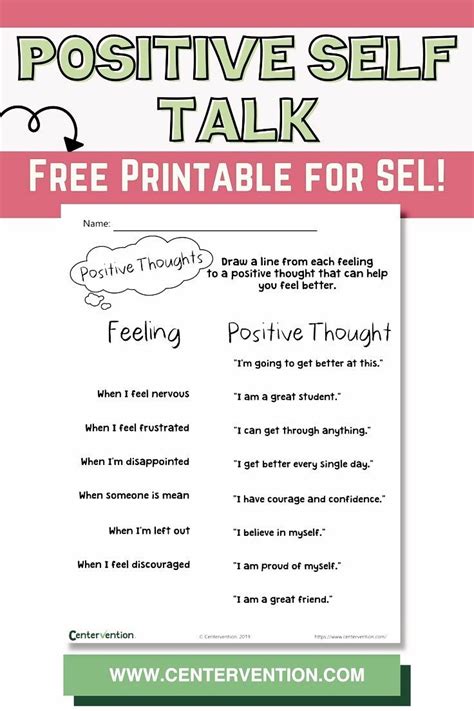 Positive Self Talk for Kids | Self esteem worksheets, Social emotional ...