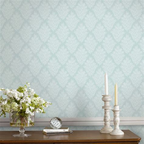 Graham & Brown Fresco Duck Egg Elinor Wallpaper | Departments | DIY at B&Q | Grey wallpaper ...