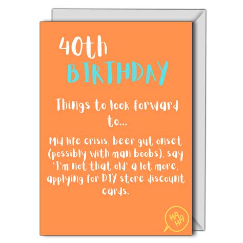 Personalised Cards and Gifts Online 40th Birthday Card Look Forward Funny