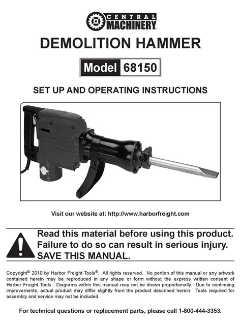 CENTRAL MACHINERY 68150 SET UP AND OPERATING INSTRUCTIONS MANUAL Pdf ...