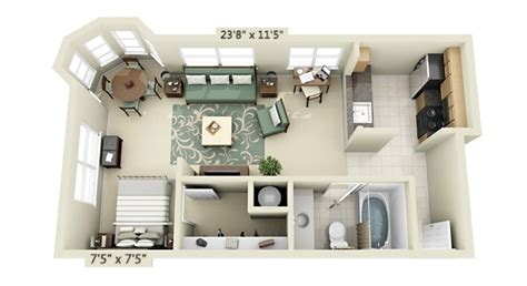 Very Small Studio Apartment Floor Plans - floorplans.click