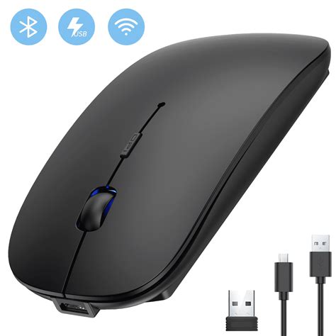 HOMMIE Wireless Mouse, Dual Mode Rechargeable Mice with USB Nano ...