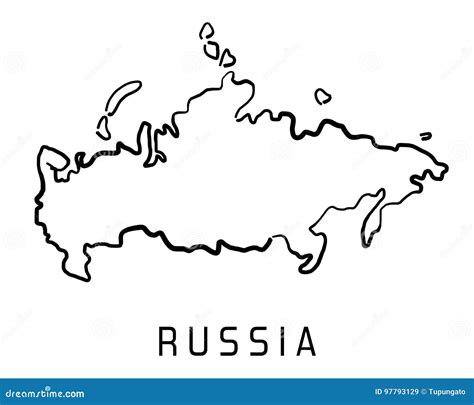 Simplified Map Of Russia Outline, With Slightly Bent Flag Under Vector ...