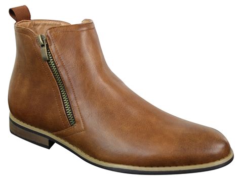 Mens PU Leather Zip-Up Ankle Boots | Happy Gentleman