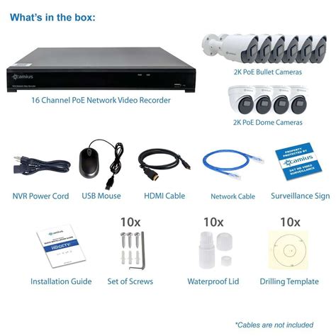 10 5MP Power Over Ethernet Security Cameras With 16CH NVR (without HDD)