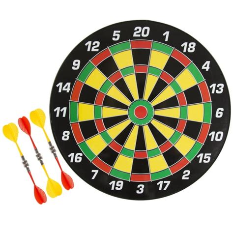 Magnetic Dart Board Set with 16 inch Board, 6 Colorful Darts and Built ...