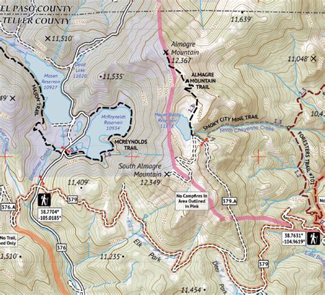 Pikes Peak and Colorado Springs Topographic Hiking Map - Outdoor Trail Maps