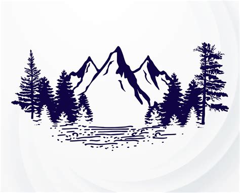 Mountain SVG, Tree SVG, Trees and Mountain Svg, Landscape SVG, Mountains Clipart, Camping Svg ...