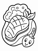 Roasted beef Steak With Vegetables coloring book Pages For Children And  sketch template