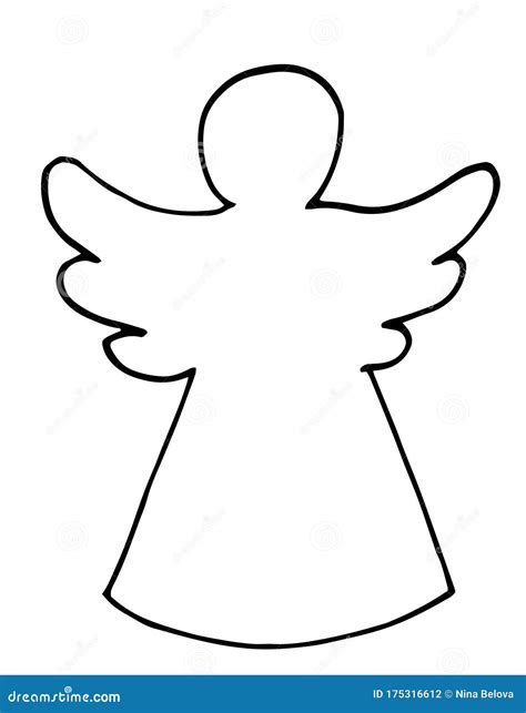 Angel Outline, Religious Holiday Decorative Element, Line Art Stock ...