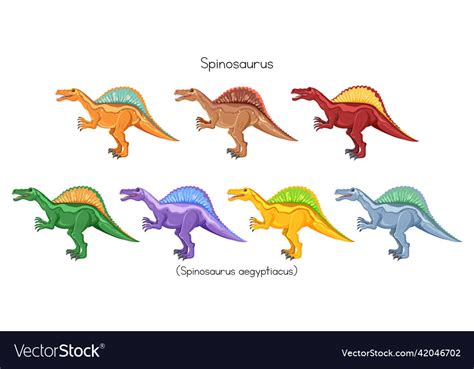 Spinosaurus in different colors Royalty Free Vector Image