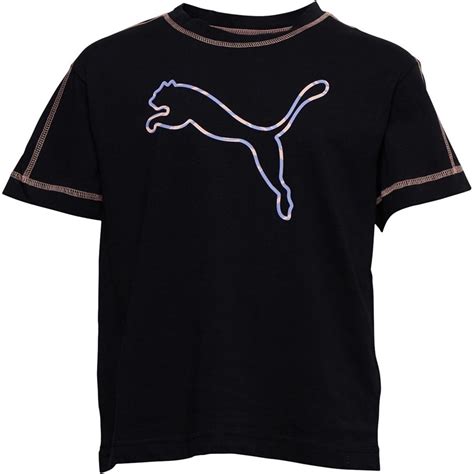 Buy Puma Girls Graphic Logo T-Shirt Cotton Black