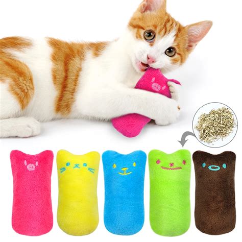 Cat Catnip Toy Pets Kitten Chew Toys Funny Interactive Plush Interactive Cat Toy Scratch Pillow ...